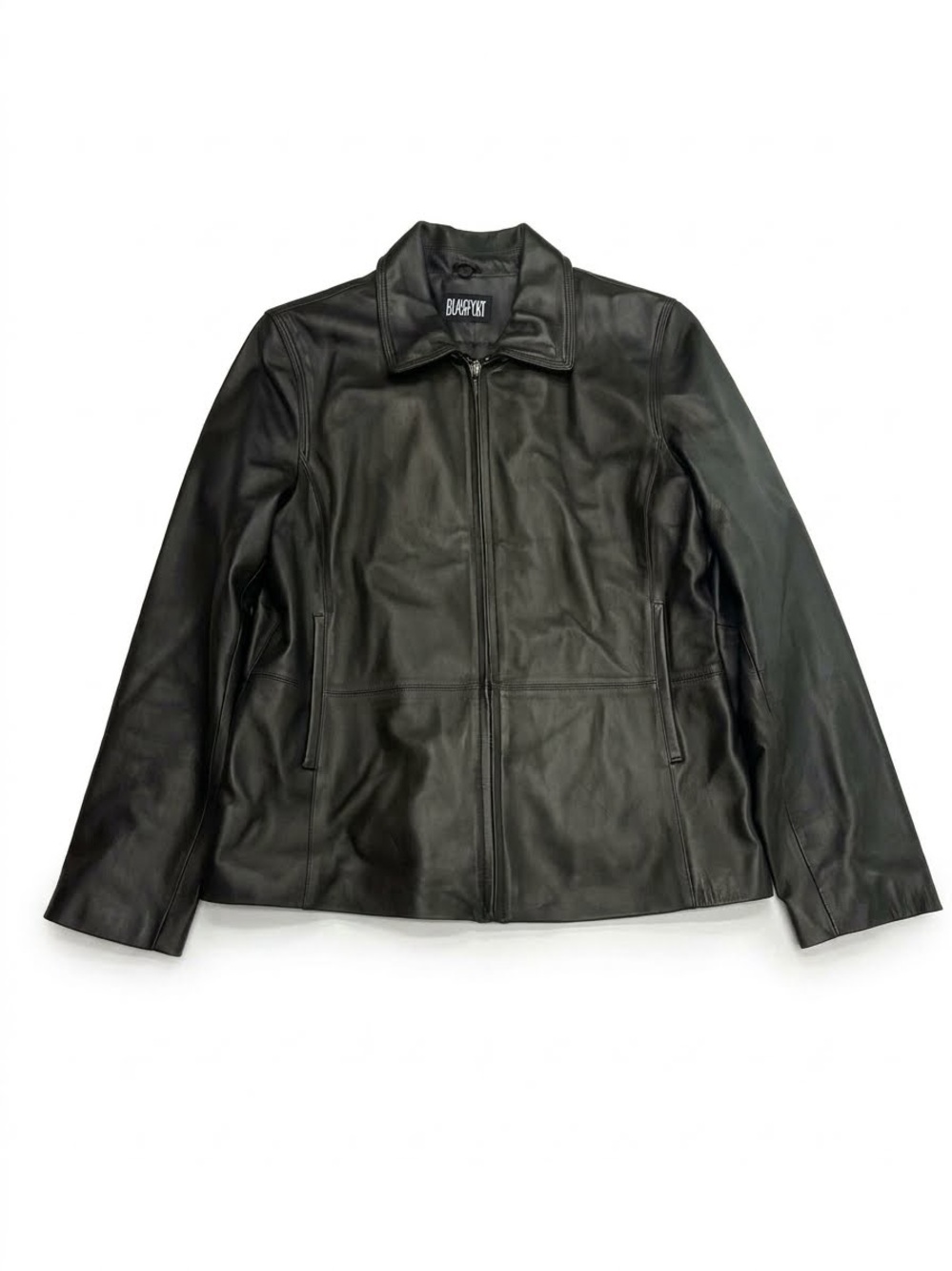 VTG Blassport Bill Blass 100% Genuine Dark Brown Leather Zip Up Jacket M / L